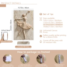 1 Piece Of Elegant Ballerina 2D Relief Canvas Painting, Dance Sculpture Wall Decoration, Ballet Home Decor, Textured Wall Design.(Optional Frame) - A - View 19