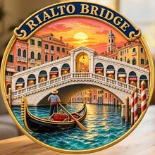Rialto Bridge Venice Sunset View Fridge Magnet, A Scenic Travel Keepsake For All Metal Surfaces Throughout The Home - A - View 1