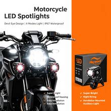 Heyword 1pc/2pcs External LED Lights, Suitable For Cars And Motorcycles, Ultra-High Brightness, High And Low Beam, Explosive Flashing Yellow, White, Red Three-Color Free Switching Flashing Lights, Universal Off-Road Vehicle Lighting Work Lights - Black 2Pcs/Switch - View 9