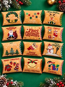 48pcs Christmas Kraft Paper Pillow Gift Boxes, Christmas Candy Boxes, Suitable For Snacks, Chocolates, Small Gifts And Holiday Party Favors - Christmas Gift Box - View 10