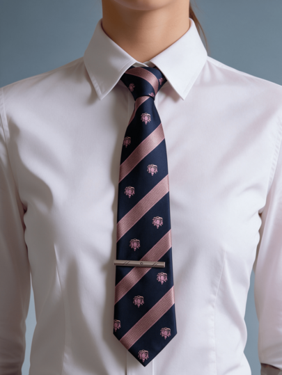 2pcs Vintage Diagonal Jacquard Women's Tie, Academic Style Badge Stripe, JK Uniform Shirt Matching Hand-Tied Tie, Multi-Color Tie Clip 2 Pieces Set