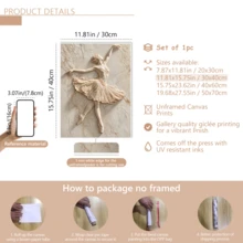 1 Piece Of Elegant Ballerina 2D Relief Canvas Painting, Dance Sculpture Wall Decoration, Ballet Home Decor, Textured Wall Design.(Optional Frame) - A - View 15