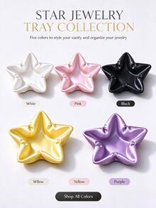 Christmas 1PC Star-Shaped Satin Jewelry Tray, Vanity Decor Storage Dish For Rings, Necklaces, Earrings - Multicolor - View 9
