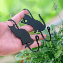 4pcs Black Cat Silhouette Metal S-Shaped Hooks, Balcony Railing, Garden Fence, Patio Decorative Hooks, Suitable For Hanging Flower Pots, Lanterns, Decorations, 4pcs Decorative Wall-Mounted Coat Hooks, Home Kitchen Bathroom Closet Multi-Functional Storage Hooks - Black - View 8