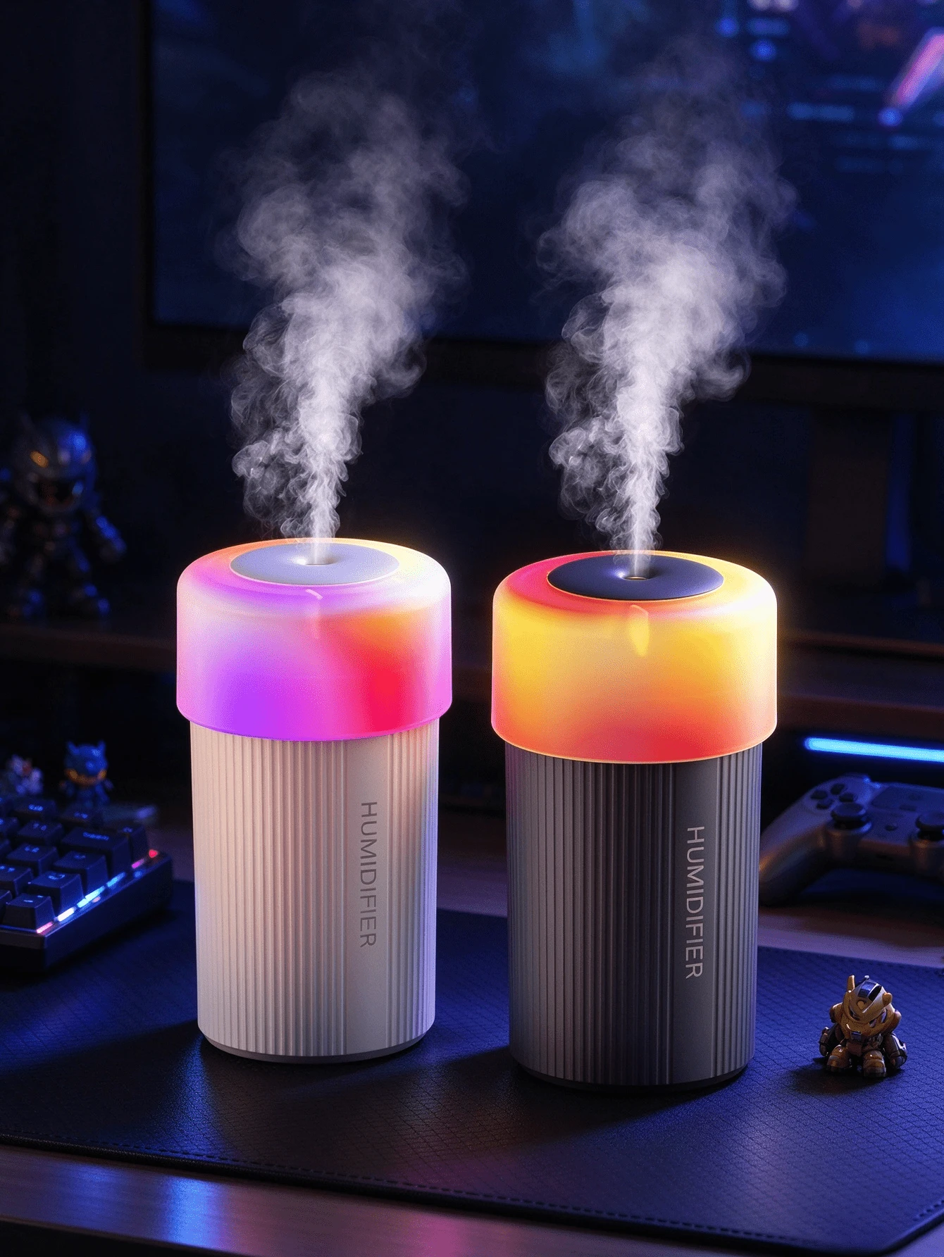 1pc USB Powered Desktop Humidifier, Ultrasonic Mini Air Humidifier With Gradient RGB Color Night Light, Quiet Fine Mist Aromatherapy Diffuser, Suitable For Bedroom, Gaming Desk, Office, Home - Multicolor - View 1