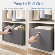 Oval Handle Non-Woven Fabric Foldable Large Capacity Cube Storage Box, Wardrobe Organizer Bin For Clothes, Bedding, Toys - View 9