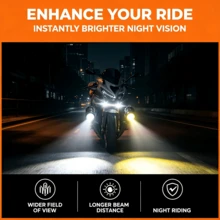 Heyword 2pcs White + Yellow Motorcycle LED Headlight Mini Driving Lamp Fog Light 12V/24V Universal Dual-Color Projector Lens With Switch, Fit For ATV Scooter Auxiliary Spotlight Motorcycle Accessories - Black - View 8