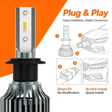 Heyword 2入 LED 車用大燈 9005 9006 H13 H11 H7 H4 H1 高/低燈，450W 150000LM 800% 更亮，5 色可選 6500K/3000K/4300K/8000K/25000K，快速靜音風扇，1860 晶片，即插即用 - 6000K(白光) - 查看 3