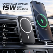 15W Universal Fast Charging Magnetic Wireless Car Phone Holder, Strong Suction Cup, One-Click Installation, Wide Compatibility, Seamless Charging For Car Navigation, Compatible With Iphone/Smartphones, Quick And Convenient - General Purpose - View 2