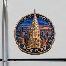 Chrysler Building New York Blue Hour View Fridge Magnet, A Skyline Travel Keepsake For All Metal Surfaces Throughout The Home - A - View 2