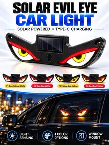 Solar Powered Evil Eye LED Car Window Lights, 2026 New Dynamic Car Eye LED With Vibration And Light Sensor, Demon Eye Windshield Ambient Light, USB-C Rechargeable, 5 Modes, Suction Cup Installation, 300mAh Battery - Solar+USB - View 9