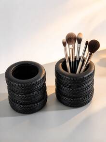 1/2/3pcs Creative Tire-Shaped Pen Holder, Novel Desktop Storage Box, Multi-Functional Stationery And Makeup Brush Organizer, Home Office Decorative Ornament, Suitable For Car Enthusiasts - Multicolor - View 3