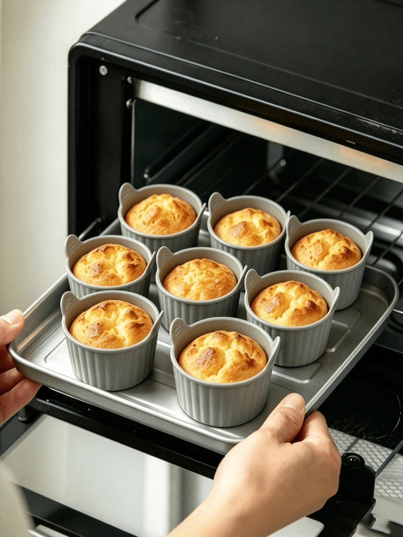 4pcs/1PC Cangkir Panggang Penggorengan Udara Multifungsi, Bahan Silikon, Cangkir Es Krim, Cetakan Kue Pancake Bulat Anti Lengket, Dapat Digunakan Kembali, Distribusi Panas Merata dan Mudah Dilepas, Dengan Desain Tekstur Bergaris, Cocok untuk Membuat Kue, Membuat Es Krim, Peralatan Dapur