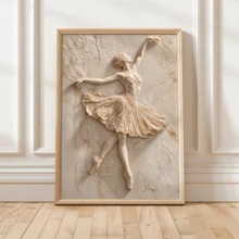 1 Piece Of Elegant Ballerina 2D Relief Canvas Painting, Dance Sculpture Wall Decoration, Ballet Home Decor, Textured Wall Design.(Optional Frame) - A - View 7