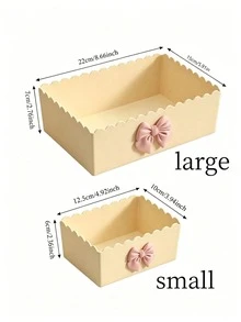 1pc Bowknot Storage Box, Vanity Makeup Organizer, Bathroom Countertop Storage, Desktop Stationery Organizer - Multicolor - View 11
