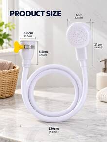 1pc White Pet Shower Head, Dog Bathing Accessory Portable, Pet Bathing Sink Sprayer With Adjustable Hose Clip, 130cm/51.2in Hose, Quick Connect Handheld Cat Dog Bathing Shower Head, Soft Water Flow Pet Cleaning Grooming Spray Gun, Suitable For Bathroom Pet Bathing, Rinsing, Daily Care, All Seasons - Multicolor - View 5