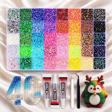 40pcs/28pcs/24pcs Colorful Resin Rhinestone Set, Jelly AB Flat Back Rhinestones, Handmade DIY Materials, Suitable For DIY Phone Cases, Clothing Rhinestone Decoration, Christmas Gifts, Multi-Color Rhinestone Material Pack - Sets - View 1