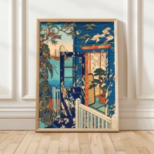 1 Piece, A Modern Seaside Poster Featuring A Blue Gate With Sailboats Moored At The Pier, A Mediterranean Summer Scene, Colorful Wall Art, And A Resort-Style Sea View.(Optional Frame) - A - View 8
