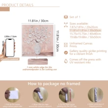1pc Canvas Print, Floral Textured Wall Art, Modern Vase Canvas Painting Bouquet, White Canvas Painting, Unique Contemporary Dining Room Decor (Frame Optional) - A - View 14