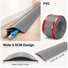 1pc 3 Meters X 5.5cm PVC Self-Adhesive Floor Cable Cover, Cable Management Concealer For Home Office Desk Cable Organization - Multicolor - View 6