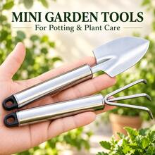 Set Alat Berkebun Mini, Sekop Tangan dan Garu Penggaruk 3 Cabang dari Baja Tahan Karat 201, Pegangan Anti Selip, Alat Berkebun Kecil Tahan Karat, Cocok untuk Sukulen, Bonsai, Tanaman Pot, Pemindahan Tanaman, dan Penggemburan Tanah - A - View 5