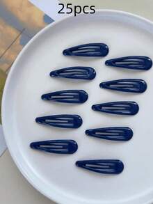 10/25/45/85pcs Girls Water Drop Oil-Drip Craft Candy Color Sweet Gentle Fashion Cute Versatile Hair Clips BB Clips - Navy Blue - View 4