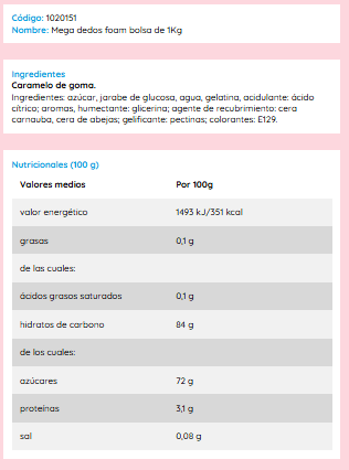 Vidal Dolci e caramelle - VIDAL Mega dedos schiuma sacco da 1Kg - Visualizzare 5