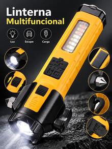 linterna de emergencia, linterna para auto, linterna multifuncional, linterna LED, linterna recargable,linterna emergencia auto,Linterna de Emergencia Multifuncional para Auto con , Cortador de Cinturón, Luz LED Lateral, Enfoque Ajustable, Luz de Advertencia, Panel Solar y Carga Tipo-C para Coche, - Rectangular - Ver 9