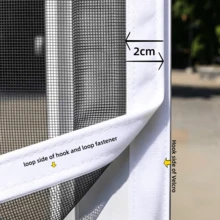 Zippered Mosquito Screen, Black Mesh With Light Transmission, White Edge Minimalist Design, Easy To Install - Black Mesh With White Trim and Center Zipper - View 4