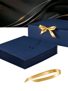 10/20pcs Navy Blue Gift Boxes With Lids, Blue Kraft Paper Gift Boxes, Bridesmaid Proposal Boxes, With Ribbon, For Wedding, Packaging, Gifts, Birthday, Cupcake Boxes, Valentine's Day Gift Boxes - A - View 5