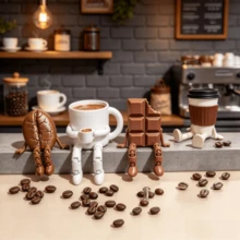 4/2/1pc Exquisite Movable Coffee Cup, Cute Coffee Bean, Moka Pot, Chocolate Mini Model Decoration, Suitable For Cafe, Living Room, Bedroom, Study, Bar, Home Decor, Creating A Relaxed And Cozy Atmosphere Stylish Display Model - Multicolor - View 5