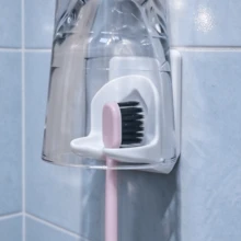 Toothbrush Holder, Wall-Mounted Adhesive, No Drilling Required, Minimalist Fashionable Toothbrush Rack, Waterproof, Compact And Durable, Heart-Shaped Design, Suitable For Bathroom Sink, Home Storage, Bathroom And Shower, Self-Adhesive Wall Toothbrush Holder, No Drilling Heart-Shaped Hollow Toothbrush Rack, Waterproof Plastic Hanging Toothbrush Storage Box, Suitable For Electric Toothbrush And Manual Toothbrush, Bathroom Vanity Decor Accessory - Multicolor - View 6