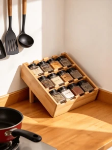 Spice Rack Set With Storage Holder And Clear Glass Spice Jars, Black Sealed Lids, Multi Compartment For Spices & Seasonings, Visible Design For Easy Access, Kitchen Countertop Organizer To Keep Tidy - Random Color - View 6