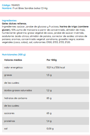 Vidal Bonbons et bonbons - VIDAL Fruit Bites Pastèque sachet 1,5 kg 250 unités - Voir 2