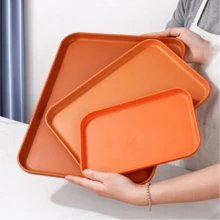 3/1pc Orange Rectangular Plastic Tray, 5 Sizes Available, Non-Slip Storage Tray For Breakfast, Fruit, Snacks, Cosmetics, Keys, Kitchen And Living Room Decor - Multicolor - View 3
