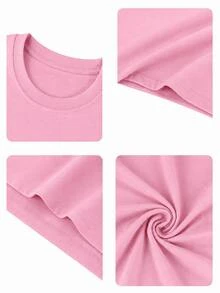 Conjunto de dospzas, playera y short playera estampada con diseño de perro Schnauzer con un suéter con moño rosa efecto bordado pero es estampado, short corto de rayas color negro con blanco - 2 Playera Rosa con Short Rayas Negro con Blanco - Ver 6