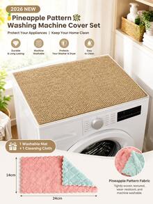1pc 2026 New Pineapple Pattern Fabric, Tightly Woven With Texture, Machine Washable Protective Mat - Durable - Suitable For Washing Machine And Dryer, Easy To Clean, Can Be Used In Laundry Room And Kitchen - Multicolor - View 9