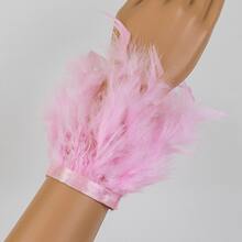 1pc Feather Cuff Feather Armband Leg Ornament Wristband, Suitable For Carnival Party Cosplay Stage Performance Accessory Costume - 1 Piece Solid Color Bracelet - View 5