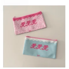 Reversible Leopard Pattern Canvas Storage Pouch With Lace Detail, Zipper Closure Multipurpose Organizer Bag, Portable Cosmetic & Stationery Carry Pouch - A - View 8