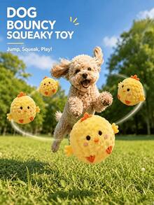 1pc YellowChick Pet Interactive Bouncing Sound Toy Ball, Cat Dog Play Entertainment Toy, Teeth Cleaning Chewing Sound Ball, Attracts Dogs With Sound, Durable Bite-Resistant Material, Slow Rebound Pet Companion Training Ball, No Battery Required - Multicolor - View 4