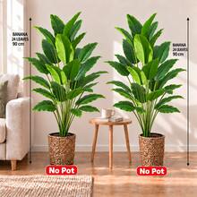2/1 PC Artificial Large Leaf Plant No Pot, Faux Greenery Decorative Tree For Indoor Home Decor, Living Room, Bedroom, Office, Entryway, Shelf And Corner Display, Lifelike Broadleaf Fake Plant Accent For Modern Farmhouse, Hotel, Wedding, Photo Styling - Multicolor - View 17