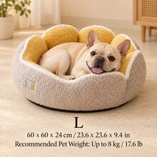 Flower-Shaped Plush Pet Bed, Suitable For Cats And Small Dogs, Soft And Comfortable Round Nest With Raised Petal Edges, Soft Cushion Sleeping Bed, 3 Colors Available, Multiple Sizes, Indoor Pet Resting Bed - Grey - View 12