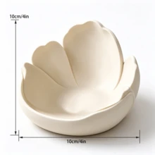 Gentle Petal 3D Printed Storage Tray, Minimalist Cream Style Jewelry Dish, Entryway Key & Small Accessory Organizer, Bedroom Desktop Creative Decor, Gift For Girls, Storage Plate - White - View 4