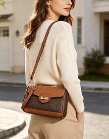 Michael Kors Women's MK Fleur Crossbody Bag, Convertible Flap Shoulder Bag, Fashion Handbag With Detachable Strap - Brown - View 2