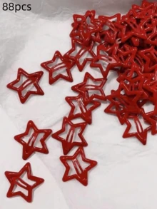 8/18/28/48/88-Piece Women's Red Hair Clip Metal Star Hair Clip Suitable For Daily Use Pentagram Sweet Hair Accessory Set - Red - View 7