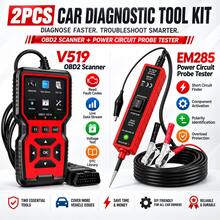 V519 OBD2 Scanner And EM285 Power Probe Tester, 2-In-1 Car Diagnostic Tool Kit, Engine Fault Code Reader, DTC Clear, Live Data, Polarity & Circuit Test - A - View 1