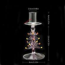1pc Christmas Tree Shaped Glass Taper Candle Holder, Transparent Colorful Glass Candle Holder, Christmas Table Centerpiece Decoration, Holiday Party Home Dining Table Decor - Tree Candle Holder - View 8