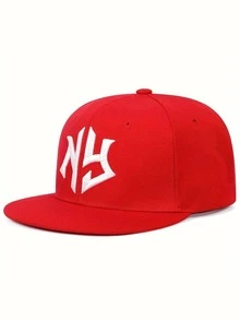 1 Men's Geometric Pattern Embroidered Hip-Hop Hat Outdoor Adjustable Sun Protection Casual Hat Spring And Autumn Style - Red - View 1