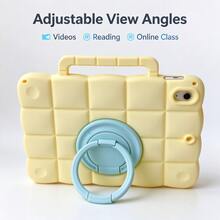Silicone Protective Case With Built-In Carry Handle & 360° Rotating Ring Stand, Shockproof Full Body Tablet Cover, 6 Ring Color Options, Compatible With All Models - Multicolor - View 3