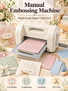 Manual Die Cutting Embossing Machine, 3 Inch (76mm) Hand Crank Manual Tool (Includes Die Plate), Compact And Portable Embossing Machine, Suitable For Scrapbooking, Card Making, Journaling, Invitation Making, DIY Christmas And Halloween Crafts, Perfect For Women's Handmade Gifts - Multicolor - View 1